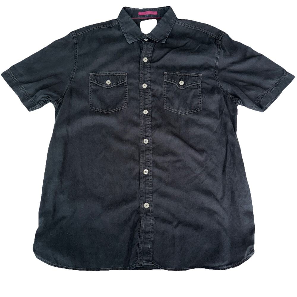 Tommy Bahama Shirt Mens Sz L Short Sleeve Button Front Island Crafted Black